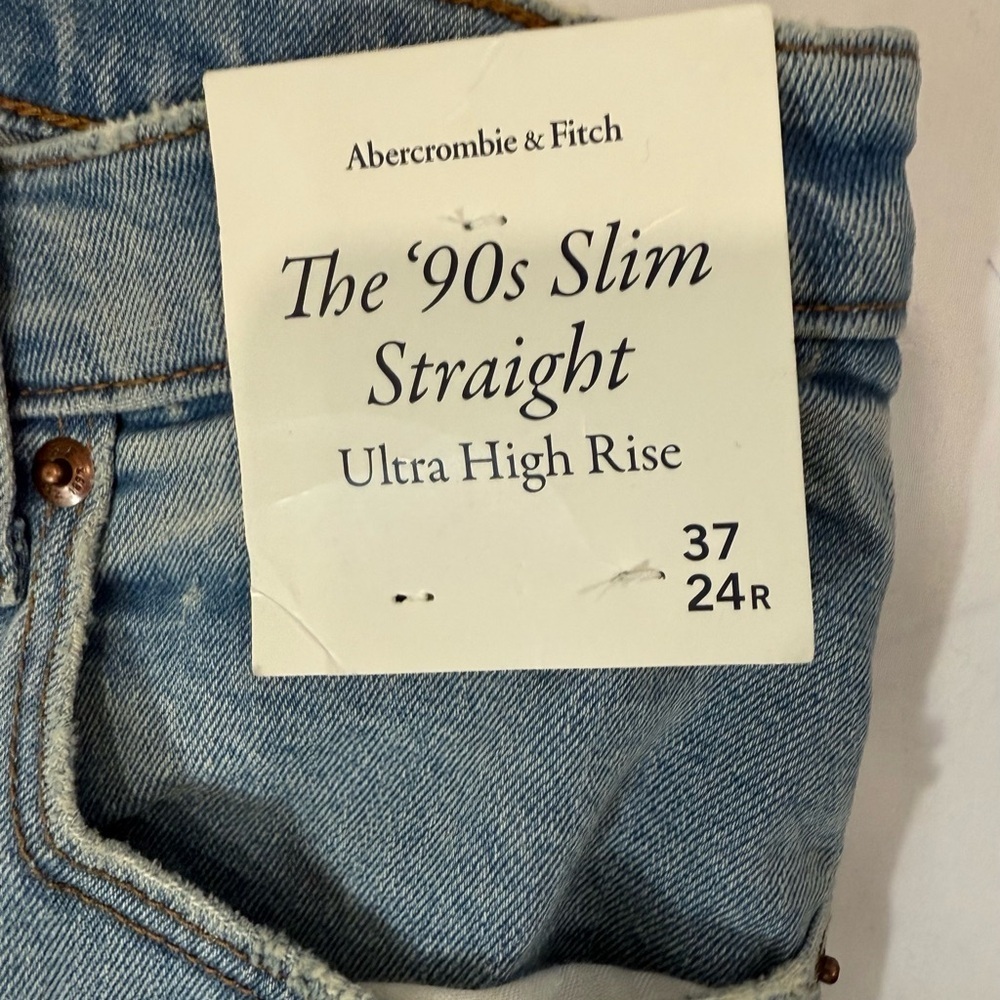 Abercrombie‎ & Fitch 90s Slim Straight Jeans Ultra High Rise Light Wash Size 24W - Picture 3 of 7